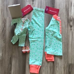 American Girl pajamas and matching set for doll.